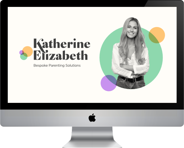 Katherine Elizabeth logo and style image on a desktop screen