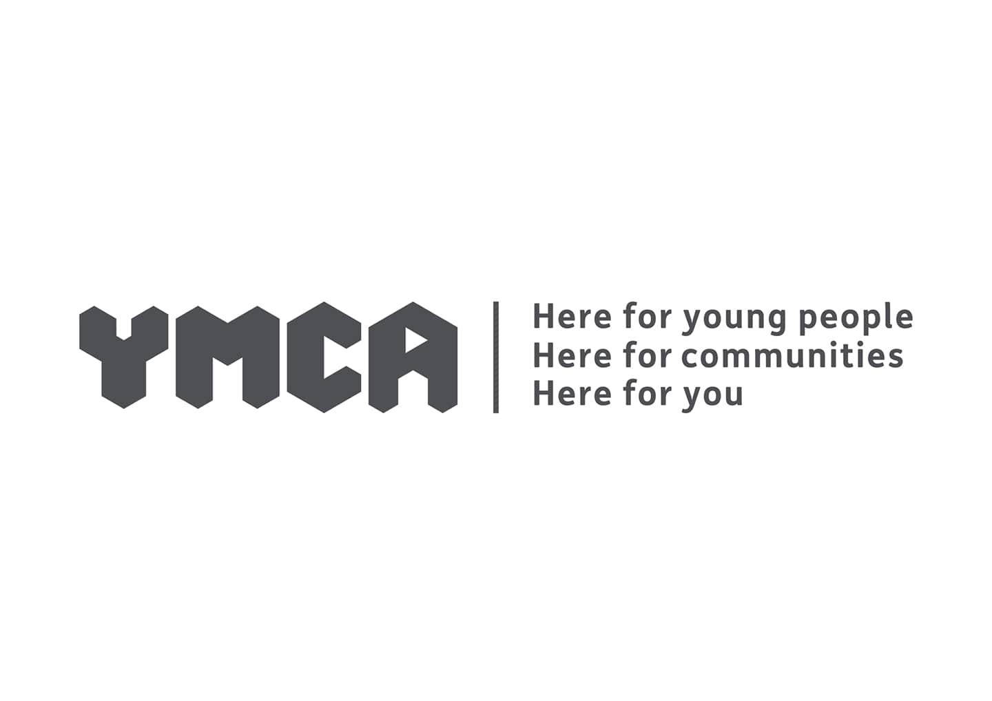YMCA logo with tagline 'Here for young people, Here for communities, Here for you.
